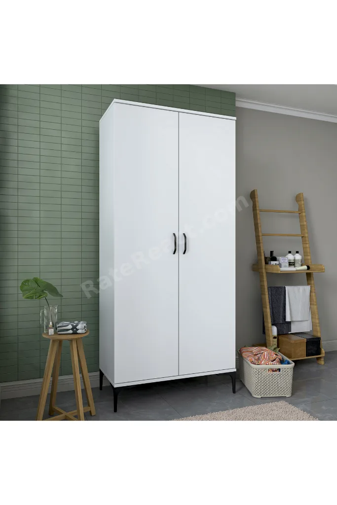 Rani KC104 Banyo Dolabı 2 Kapaklı 4 Raflı Çok Amaçlı Dolap Beyaz