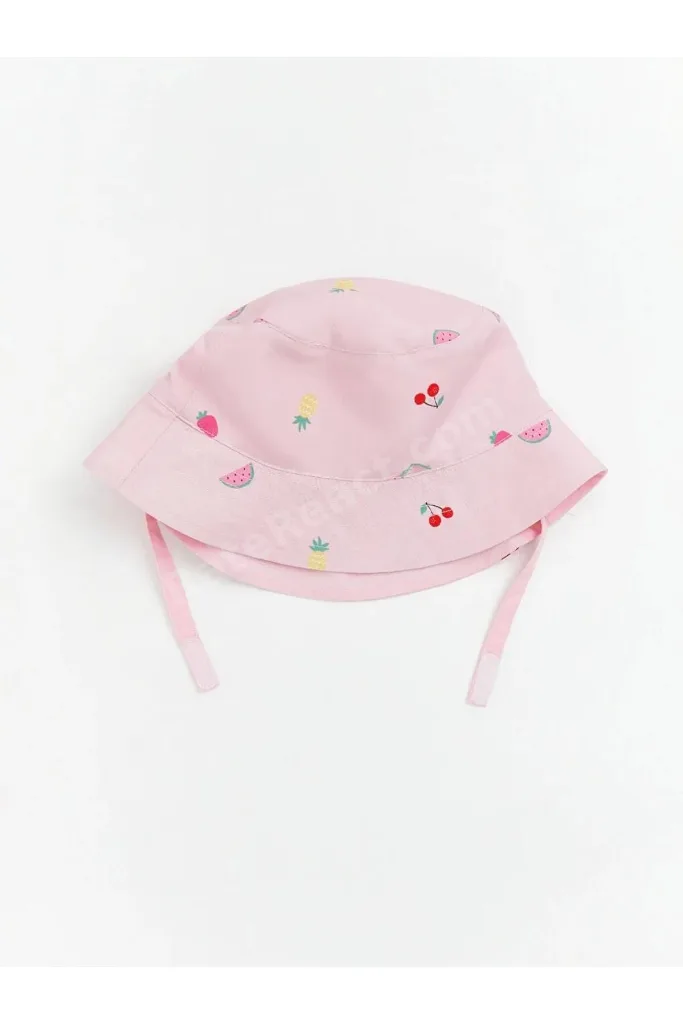 Kiraz Desenli Kız Bebek Bucket Şapka (S6)