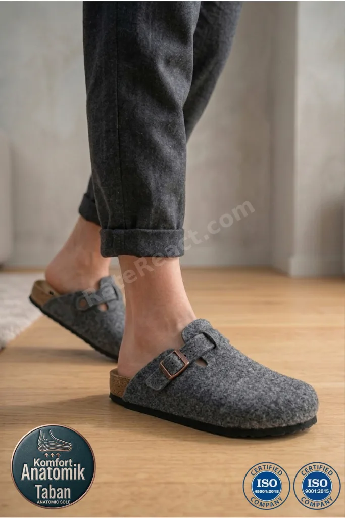 Royjones Terlik Modelleri Kadın Erkek Unisex Günlük Yün Keçe Ev Terlik 7004