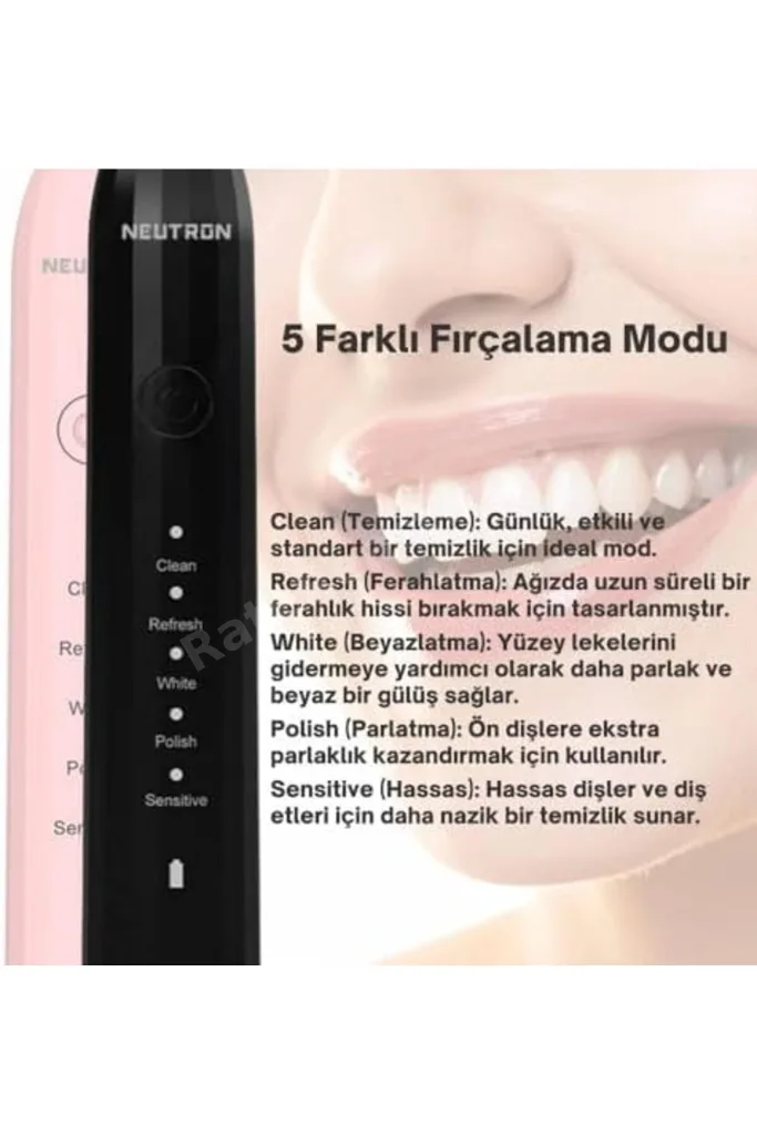 TTKTEKNOLOJİ NTL-TB-01EP OTOMATİK, ŞARJLI SONİK DİŞ FIRÇASI, PEMBE, 60° HAREKETLİ BAŞLIK TTKTEKNOLOJ