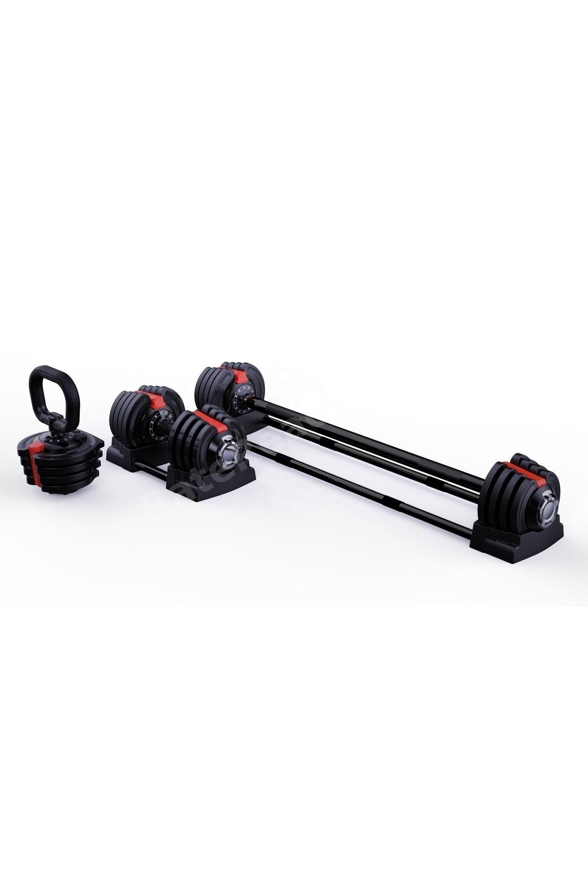 Ayarlanabilir 3 In 1 Dumbell Ağırlık Seti Dambıl Halter Set Kettlebell 19-20 Kg CKS171