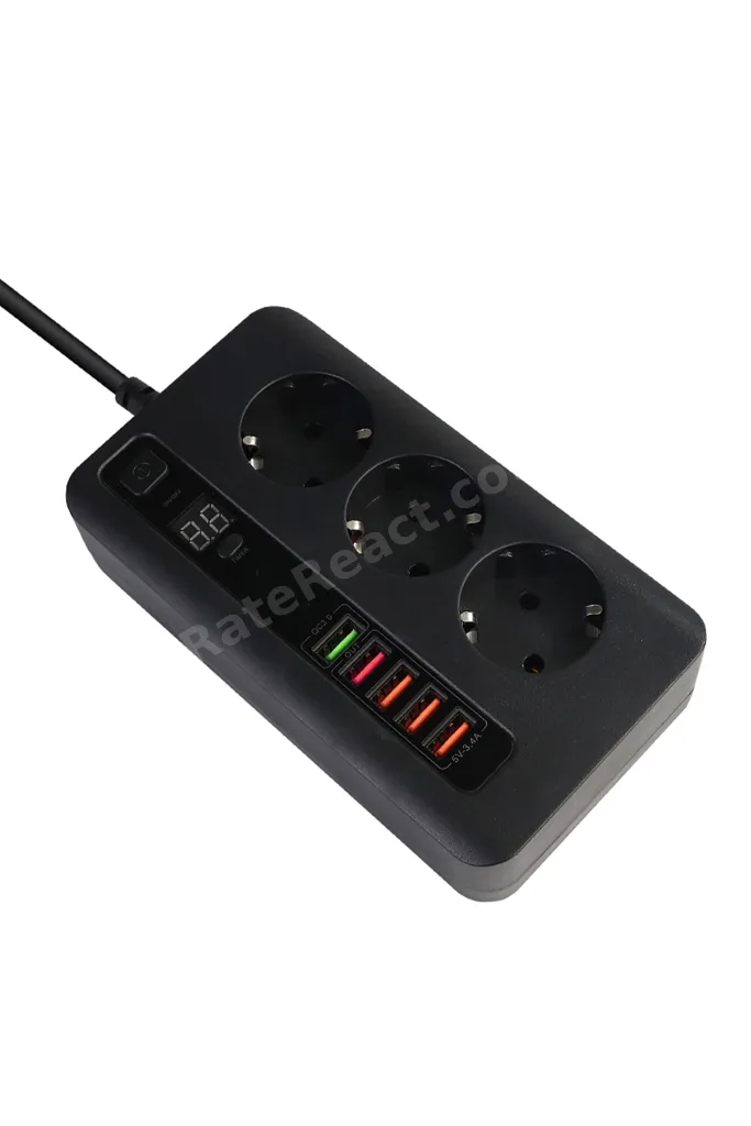 Usb'li Akıllı 3'lü Priz Akım Korumalı Zaman Ayarlı 5 Usb Uzatma Kablosu Beyaz