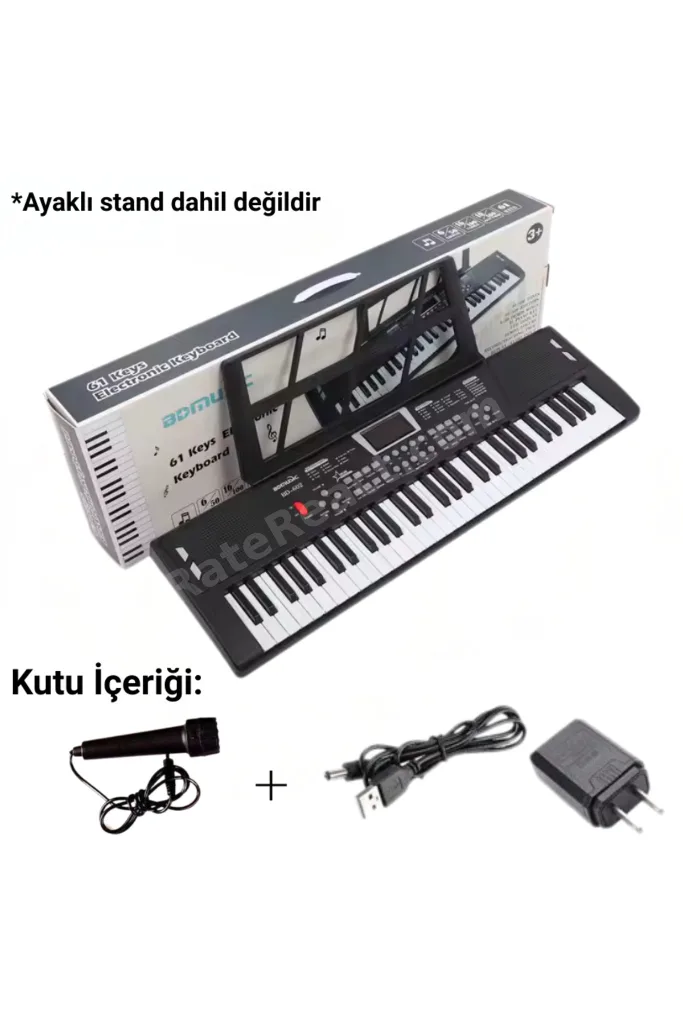 61 Tuşlu Elektronik Org Piyano Çocuk ve Başlangıç İçin Işıklı Mikrofonlu Pilli