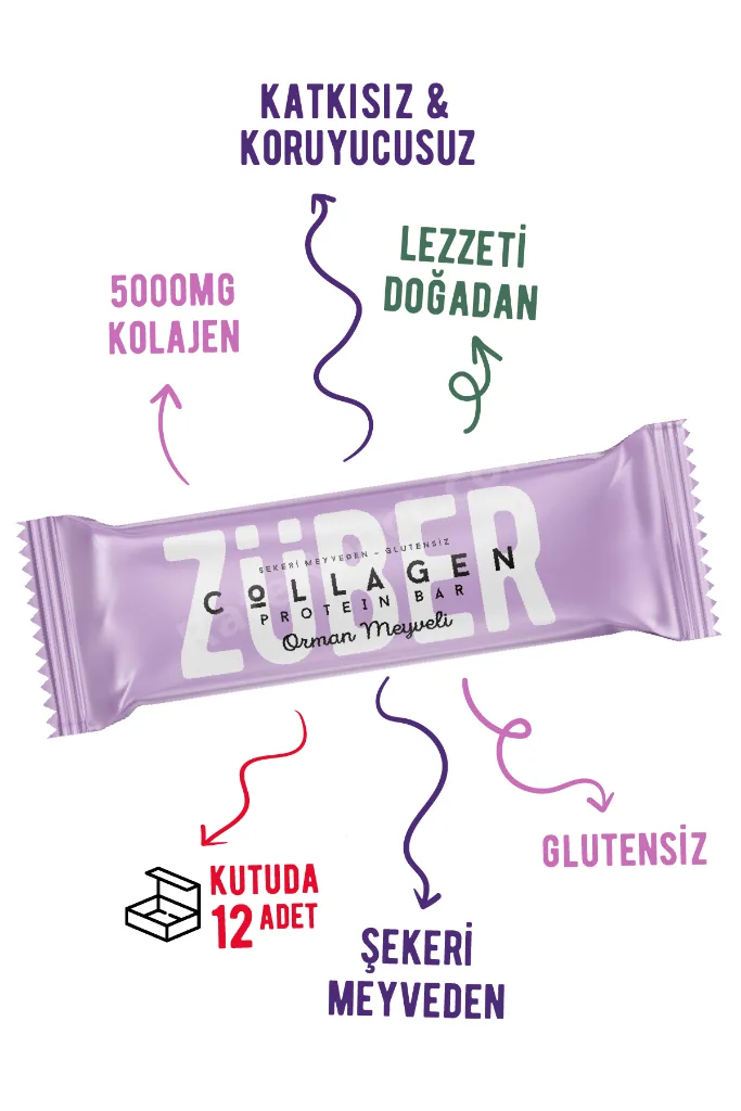 Kolajen Protein Bar Orman Meyveli 35g x 12 Adet