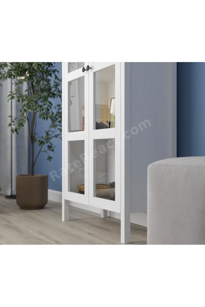 Sakura Romy Cam Kapaklı Çok amaçlı dolap/Kitaplık/Vitrin-wood Beyaz-minifiks Bağlantılıa