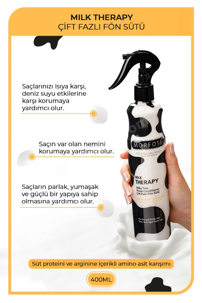 Sülfatsız Milk Biotin+retinol Içerikli Tuzsuz Şampuan 1000 Ml+çift Fazlı Fön Suyu 400 Ml