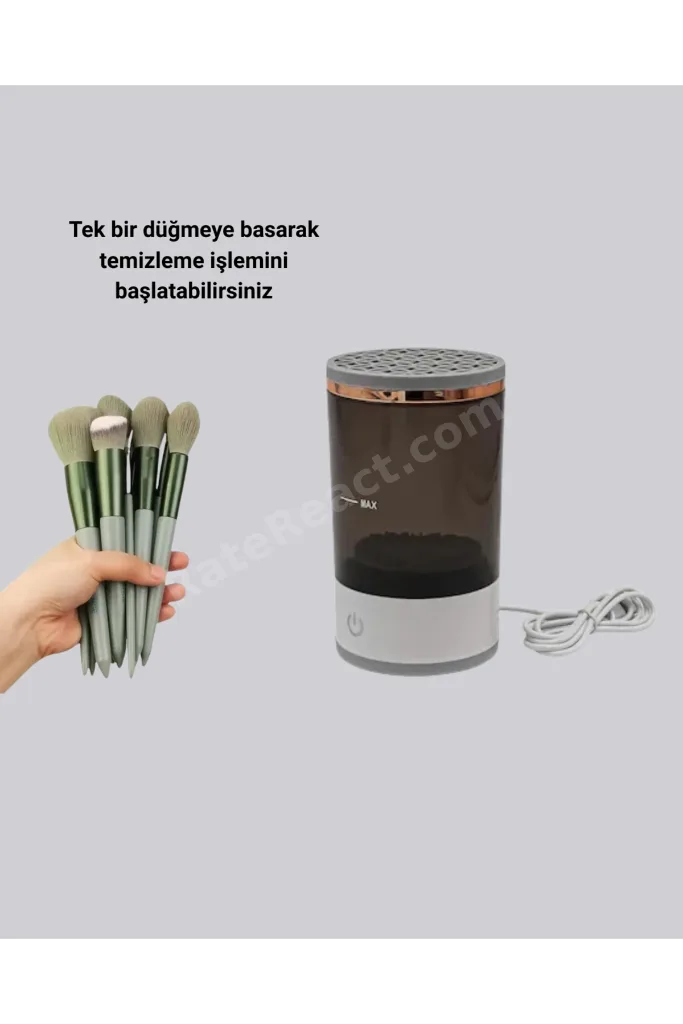 USB Şarjlı Makyaj Fırçası Temizleyici + Profesyonel Fırça Seti