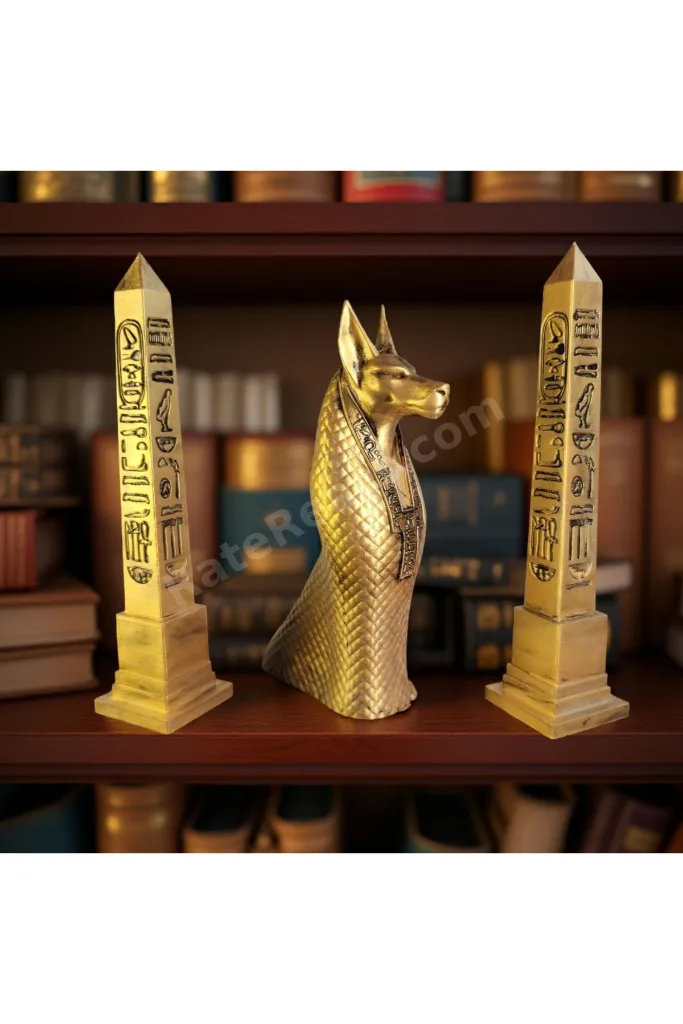 Antik Mısır Anubis & Obelisk Seti – Gizemin ve Koruyuculuğun Sembolü