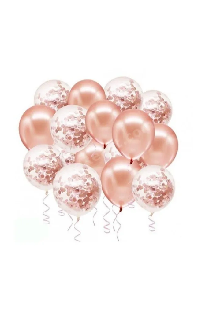 Rose Gold Konfetili Balon Seti 20 Adet