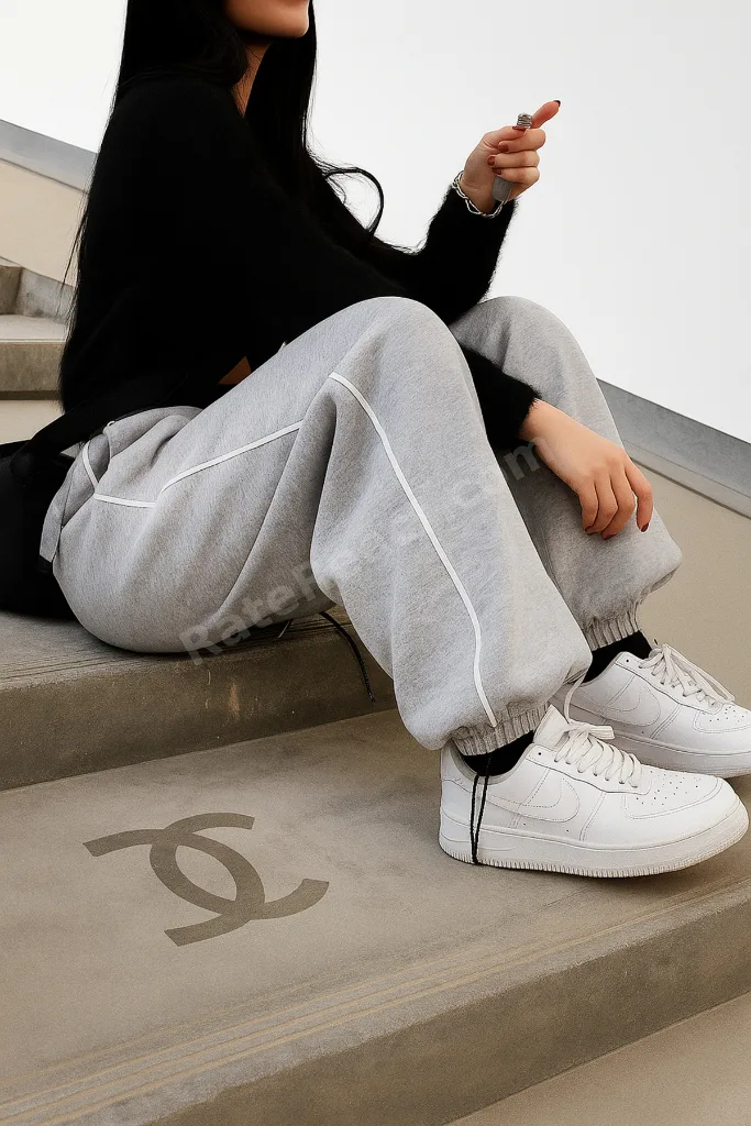 Harajuku Streetwear Side Strip Kadın Bol Ayarlanabilir Boru Paça Eşofman Altı