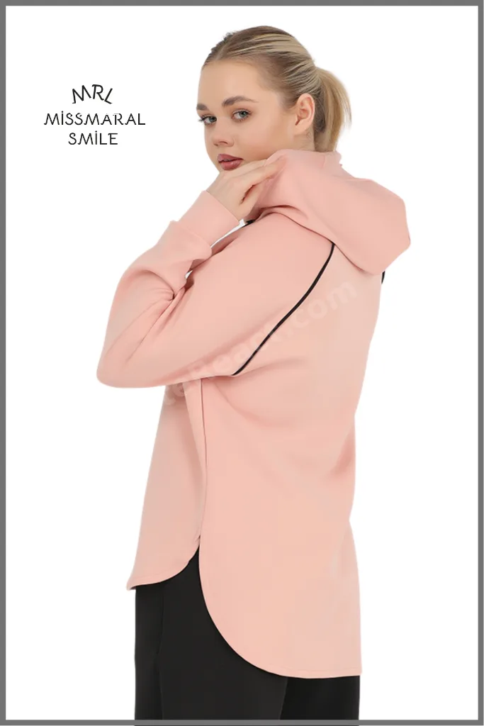 Kadın   Eşofman Üst Yavruağzı  Scuba Kapüşonlu Reglan Kol Aktif Spor Sweatshirt