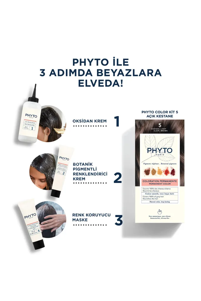 Color Amonyaksız Kalıcı Doğal Içerikli Bitkisel Saç Boyası 5 Açık Kestane
