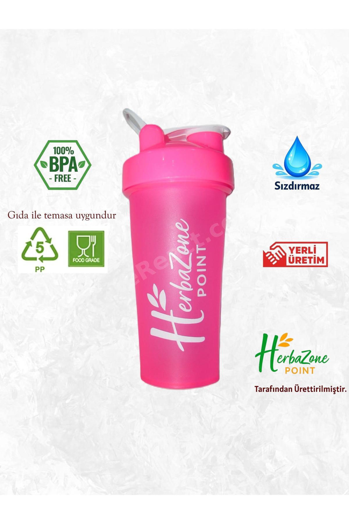 HerbaZone Protein Shaker Pembe - Sporcu & Antrenman, Sızdırmaz, BPA-Free 600 ml
