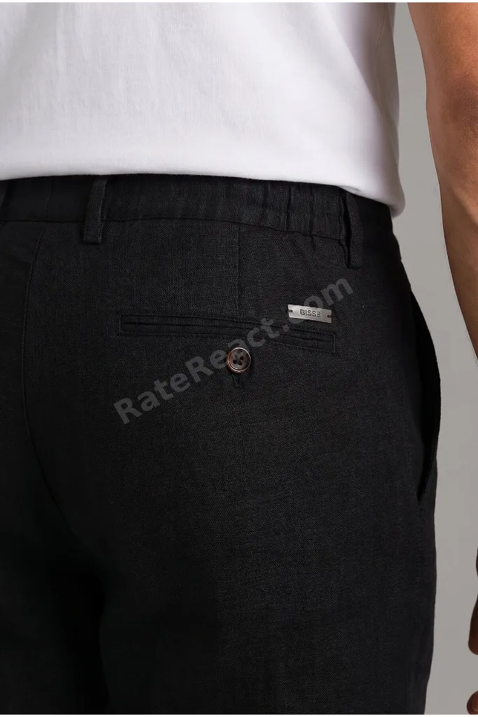 Siyah Keten Jogger İpli Spor Pantolon