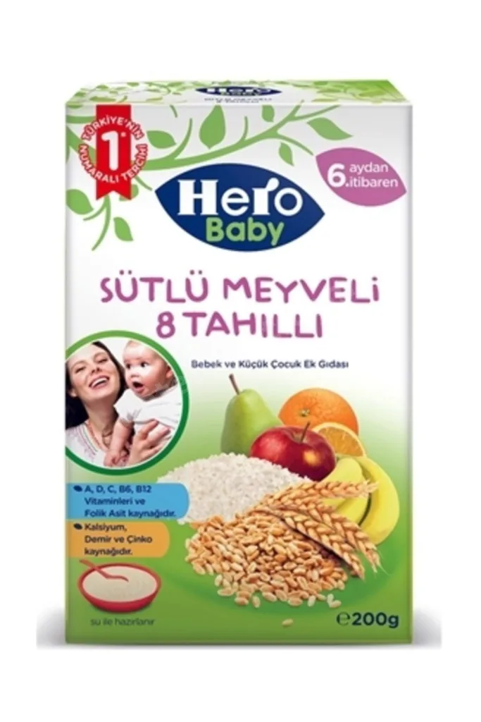 Sütlü Meyveli 8 Tahıllı Kaşık Maması 200 Gr x 4 Adet