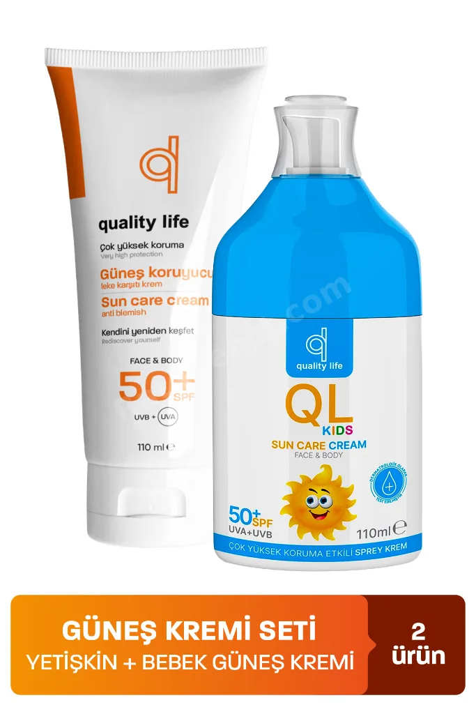 Ql Bebek Ve Yetişkin Güneş Kremi Seti 50+ Faktör 110 Ml Leke Karşıtı