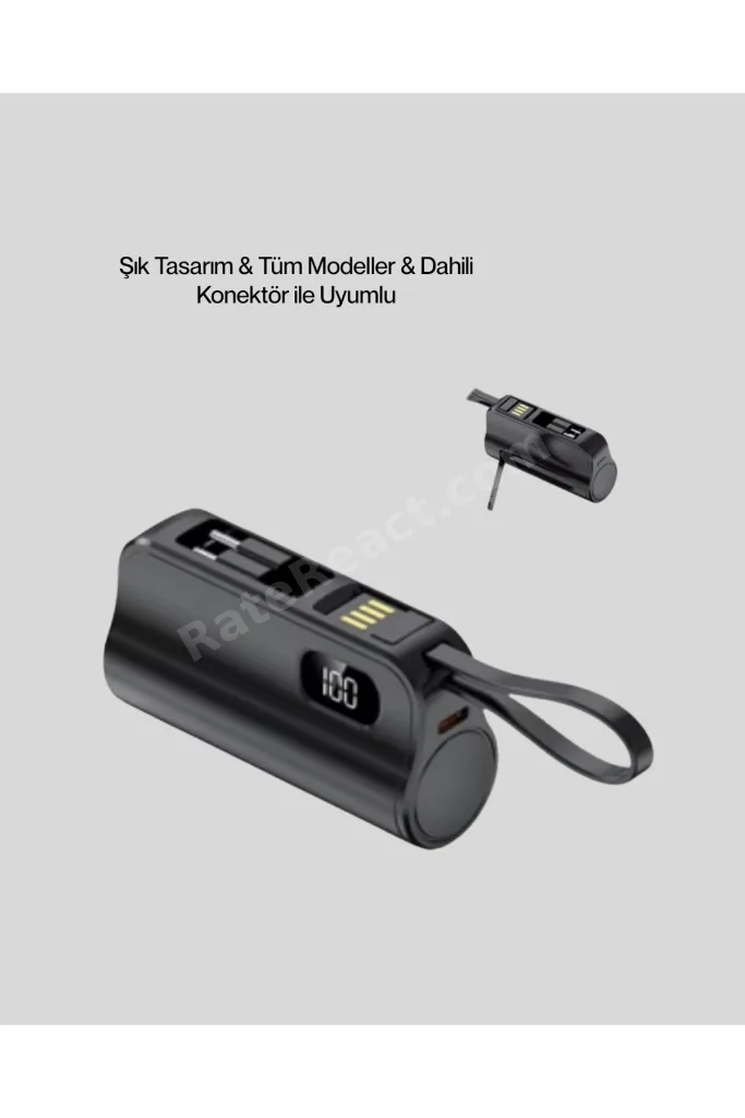 Dahili Konektörlü 20W Hızlı Şarj Mini Taşınabilir Powerbank
