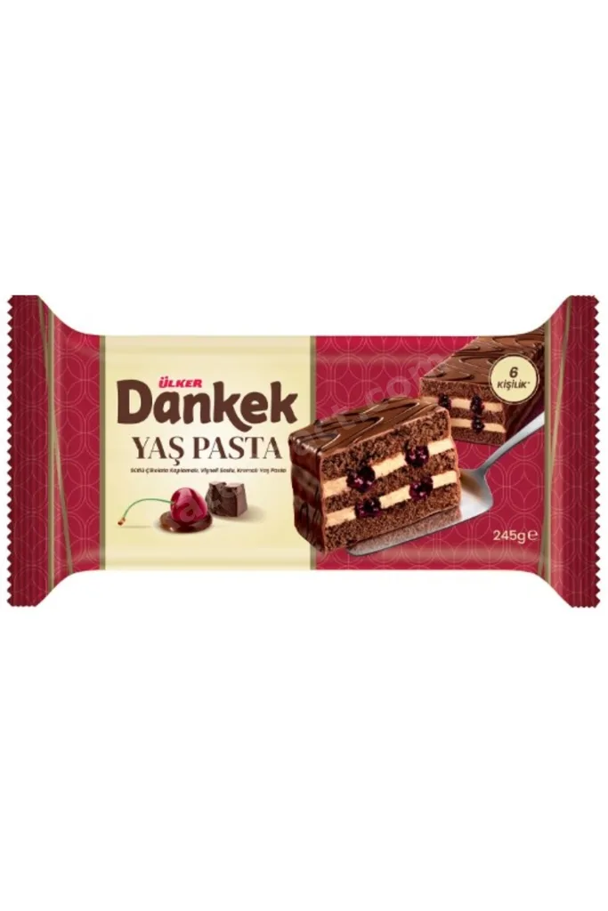 DANKEK Yaş Pasta - Çikolata Kaplamalı Vişne Soslu - 245 gram - 8 Adet