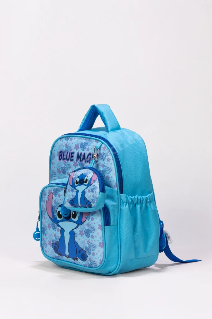 Deri Baskılı Stitch Stiç Temalı Kız Kreş Çantası Okul Öncesi Anaokul Çantası Cüzdan Hediyeli