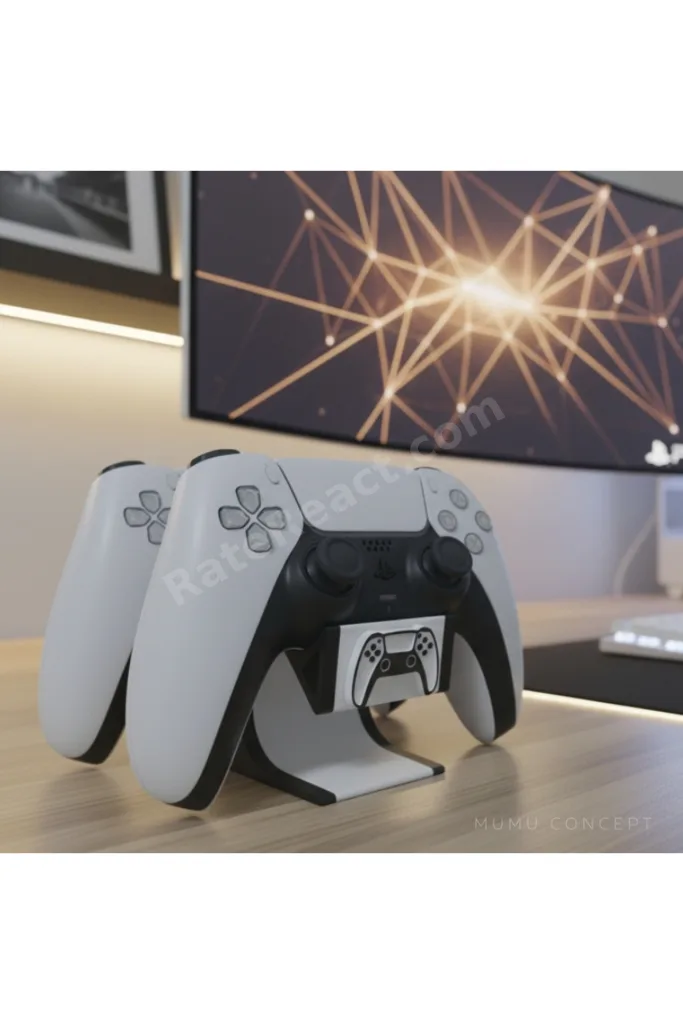 Ps5 Dualsense Çift Kol Standı Tutucu Joystick Kabartmalı 2'li Oyun Konsolu Aksesuarı Siyah Beyaz