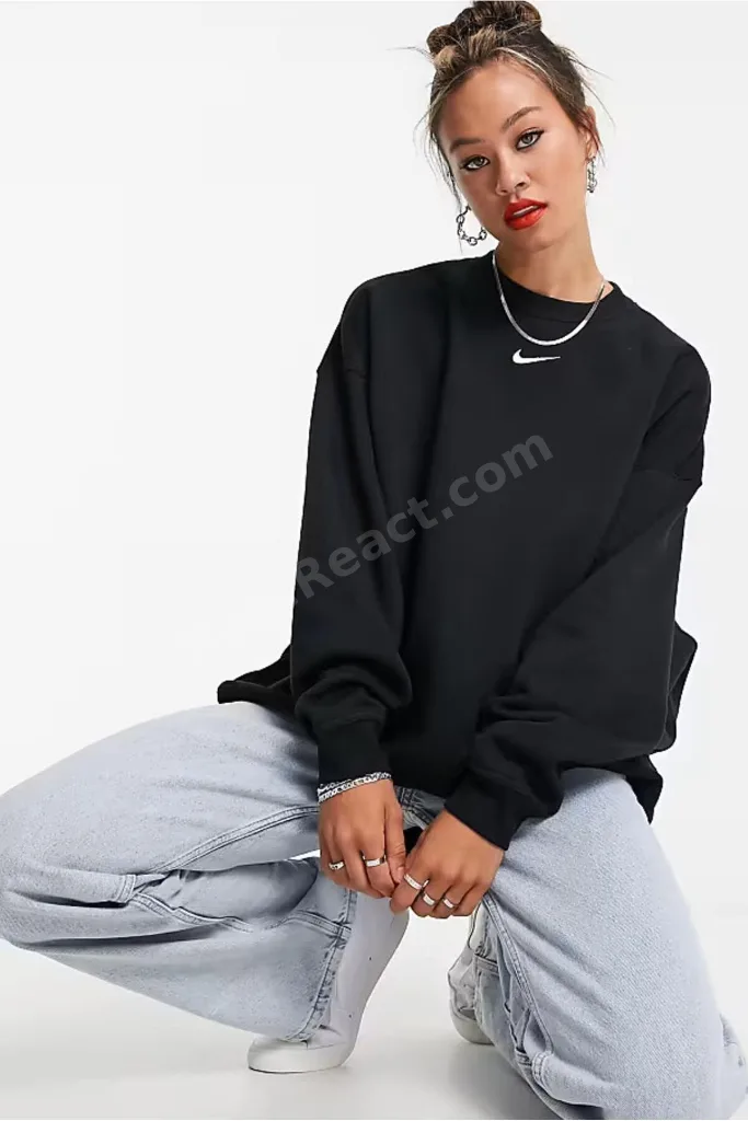 Sportswear Phoenix Fleece Oversize Kesim Siyah Kadın Sweatshirt