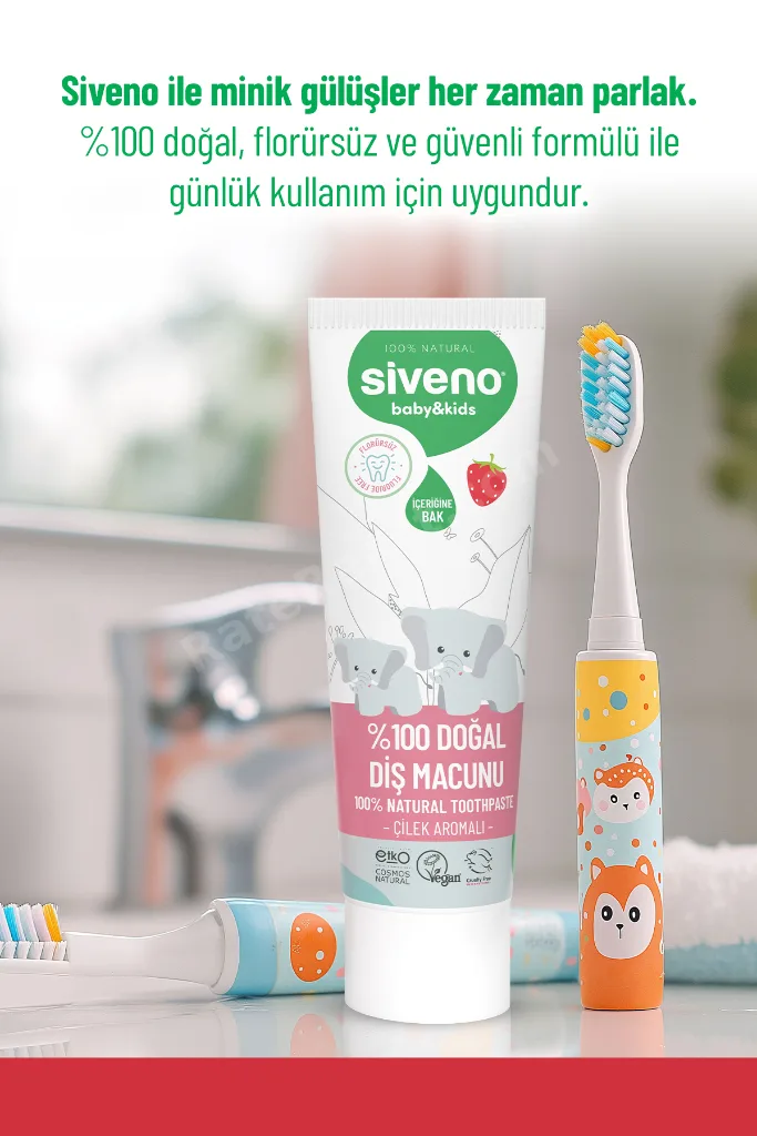 %100 Doğal Diş Macunu Çocuk İçin Çilek Aromalı Florürsüz 50 ml
