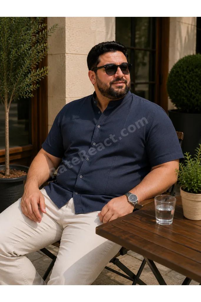 Dar Kalıp Battal Slimfit Kısakol Hakimyaka Keten Erkek Gömlek