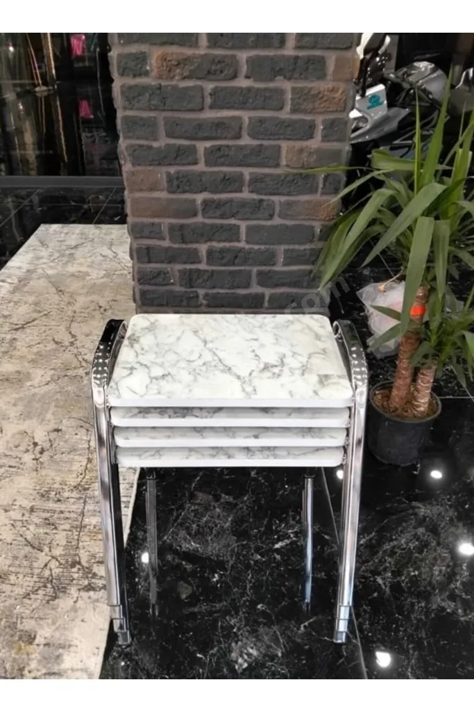 4 lü Metal ayaklı Zigon sehpa