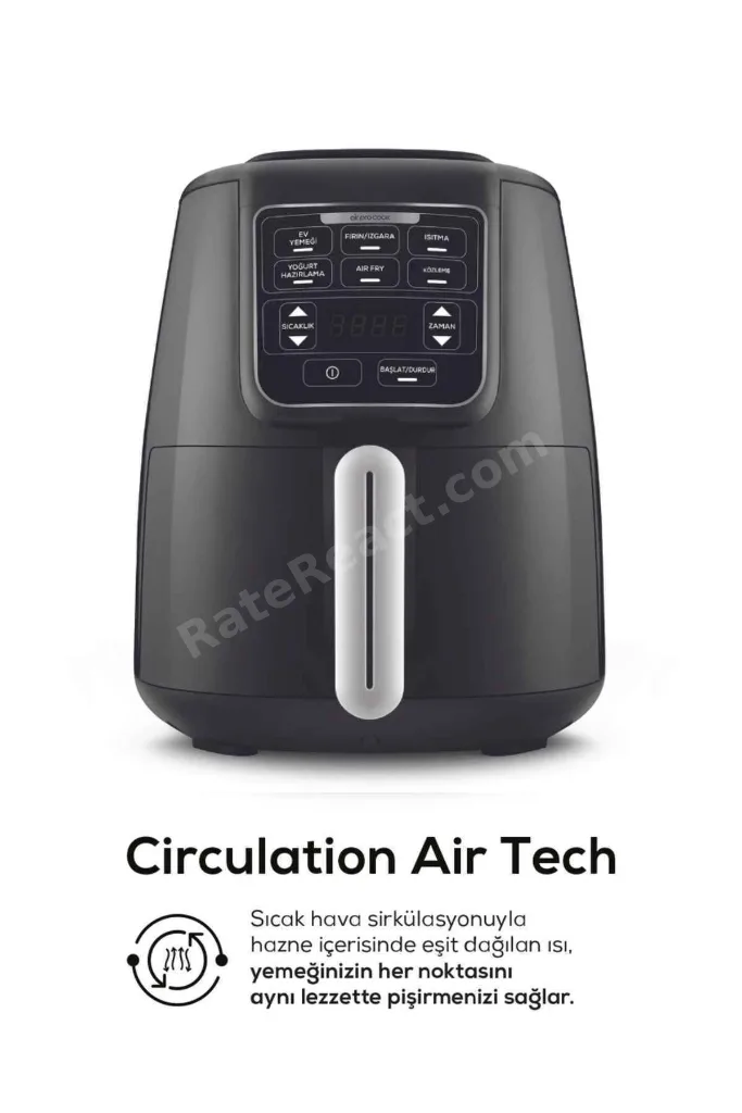 Air Pro Cook 3 In 1 Xl Ev Yemeği, Közleme, Sulu Yemek Tencereli Airfryer Black Shine 4 Kişilik