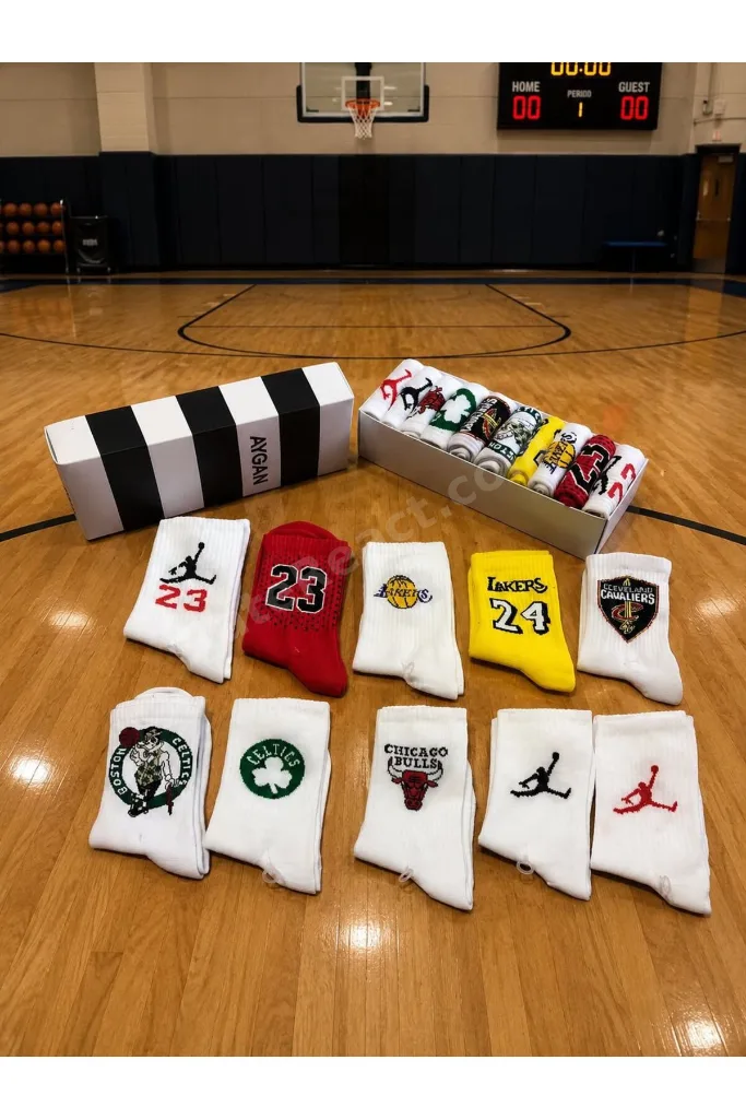10”lu Özel Kutulu Basketbol Takim Karakterli Neşeli Kolej Tenis Çorap