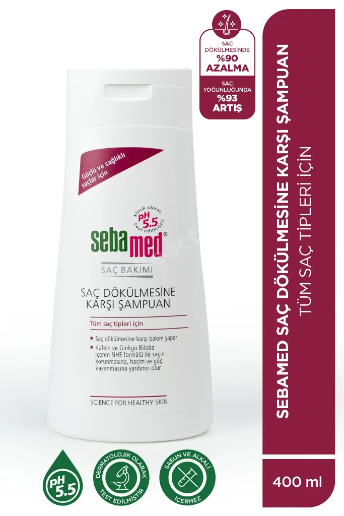 Saç Dökülmesine Karşı Güçlendirici Etkili Kafein ve Ginkgo Biloba İçerikli Şampuan 400 ml