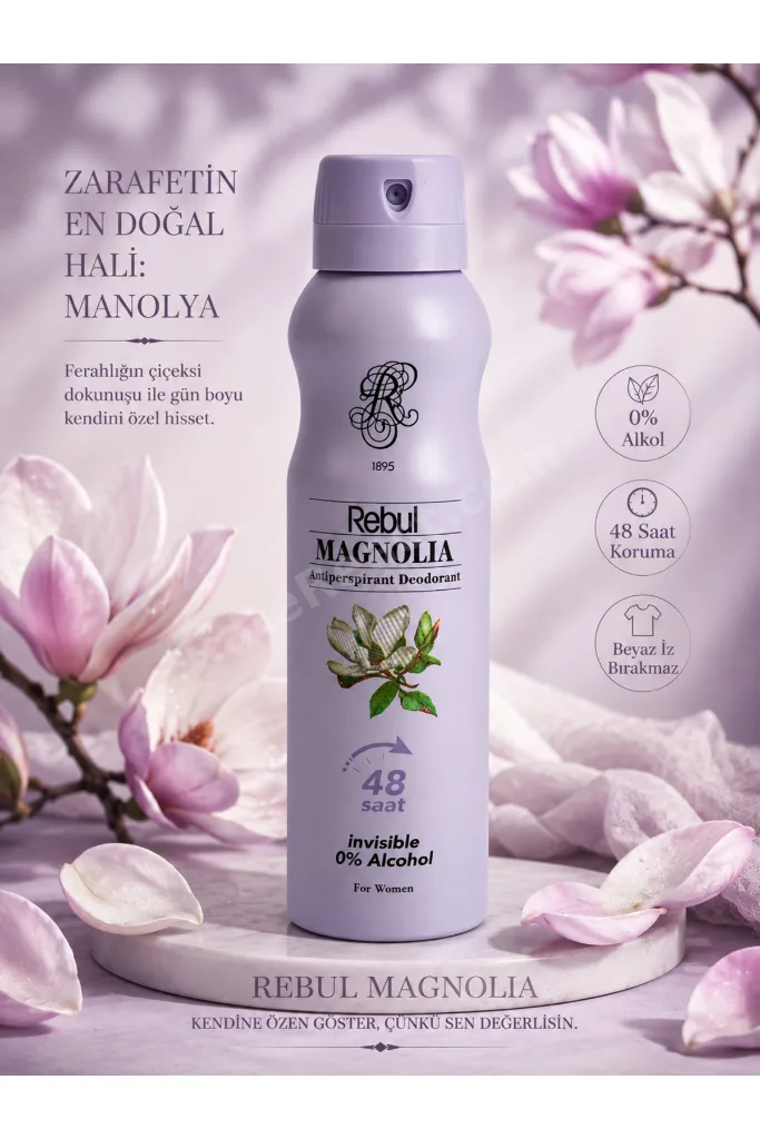 Magnolia Kadın Sprey Deodorant 150 ml - 48 Saat Etkili, Alkolsüz, Iz Bırakmaz