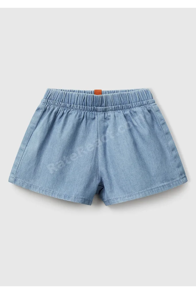 Bebek Denim Beli Lastikli Logo Etiketli Denim Şort