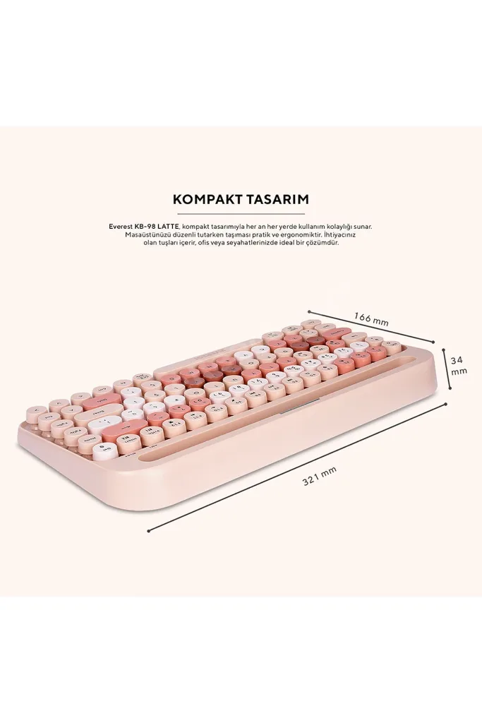 K-98 LATTE 2.4G+BT1+BT2 Mac Wın Ios Android Çoklu Cihaz Bağlantılı Kablosuz Bluetooth Klavye
