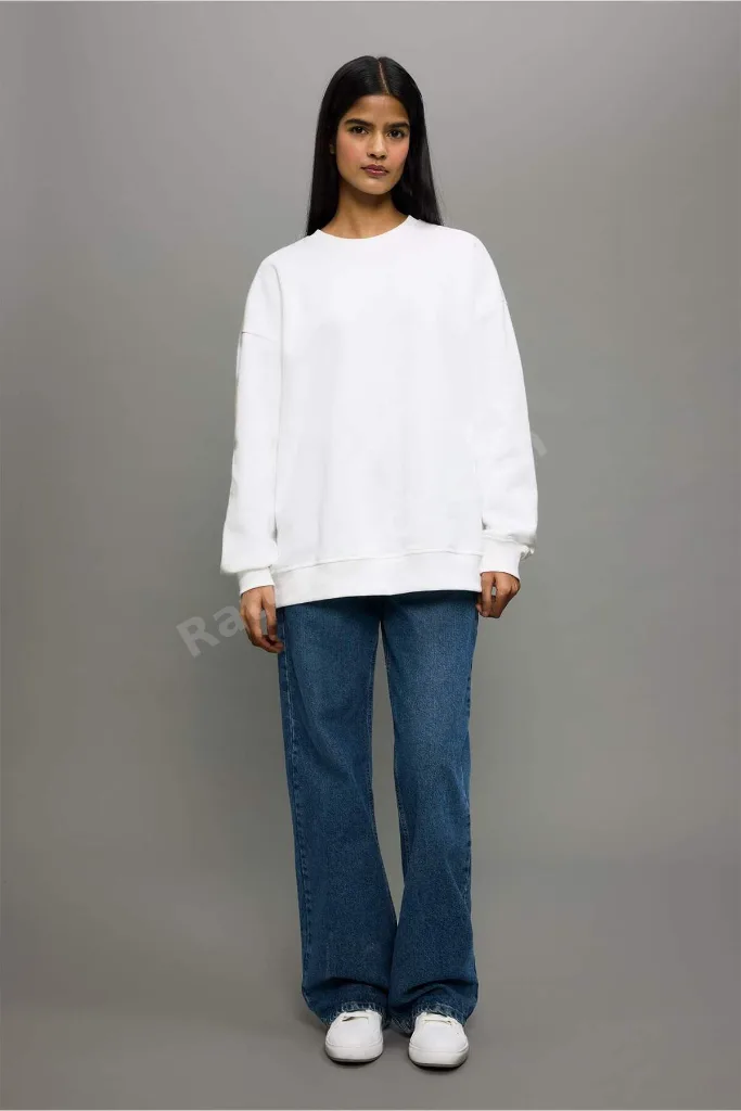 Oversıze Basıc Kalın Sweatshirt F9628AX25AU
