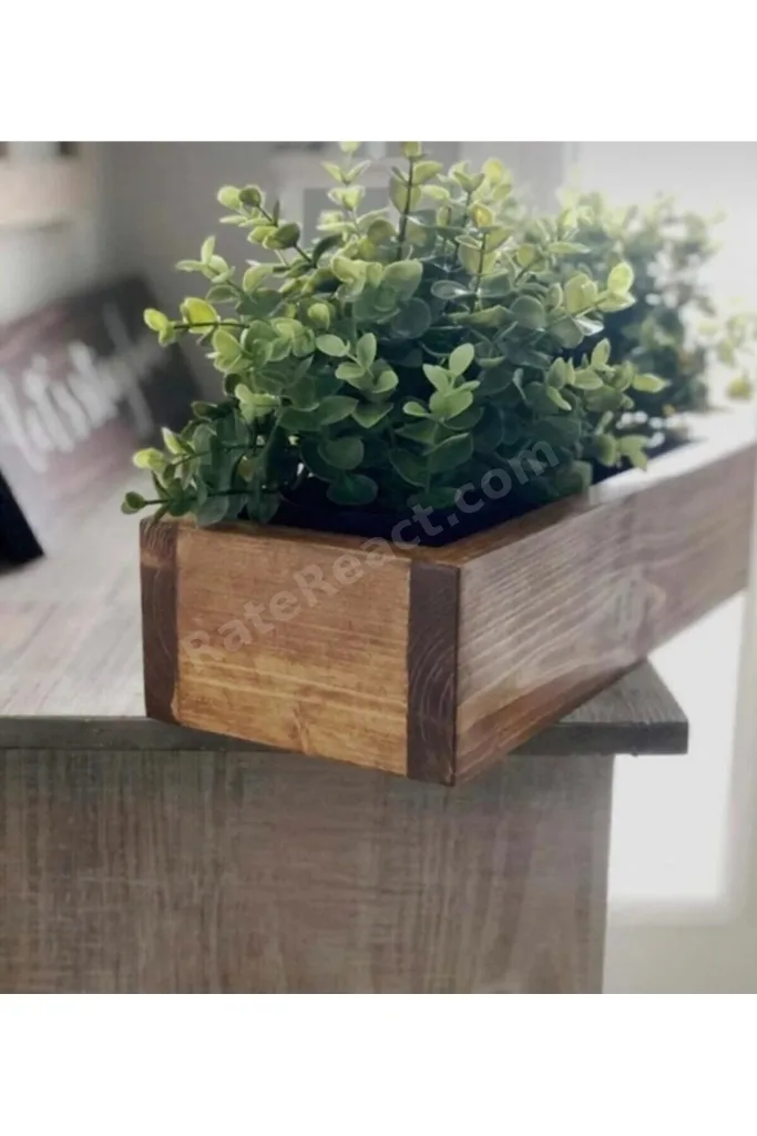 KONSEPT DEKOR Ahşap Saksı Sukulent Kaktüs Veya Organizer Çok Amaçlı Kutu 30x8 Yükseklik 10