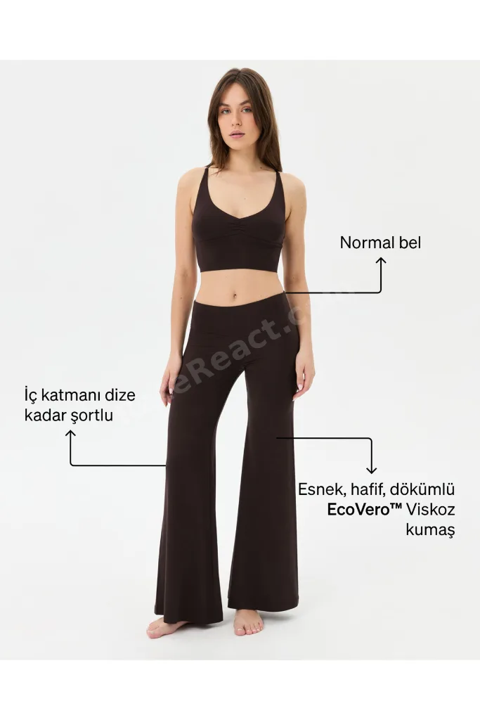 Kahverengi Şortlu Yoga Pantolon Ince Dökümlü Yoga Pantolon