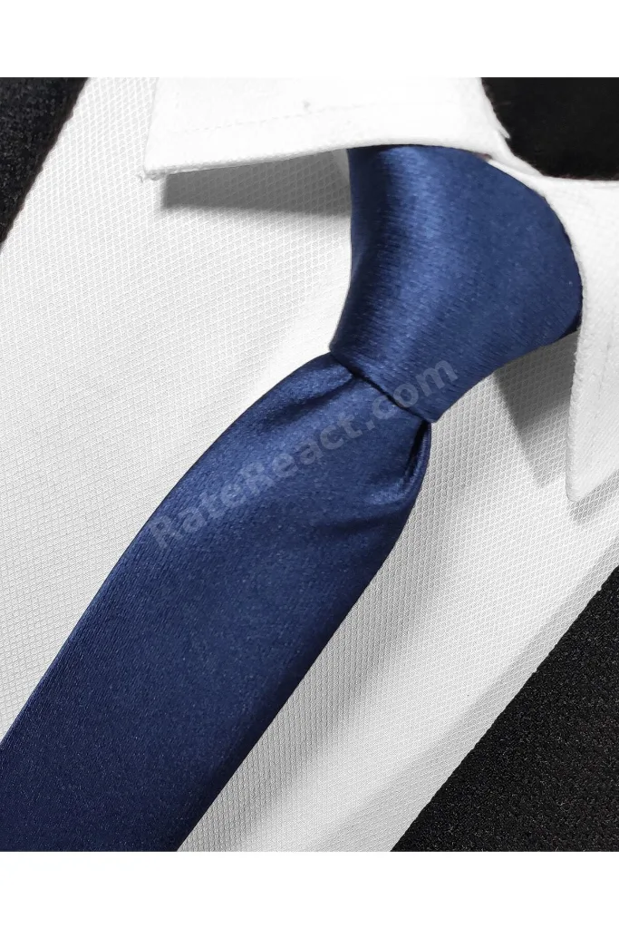 Ekstra Ince Lacivert Renk Düz Slim Fit 4 Cm Genişliğinde Kravat Mendil Seti Slim Fit Dar