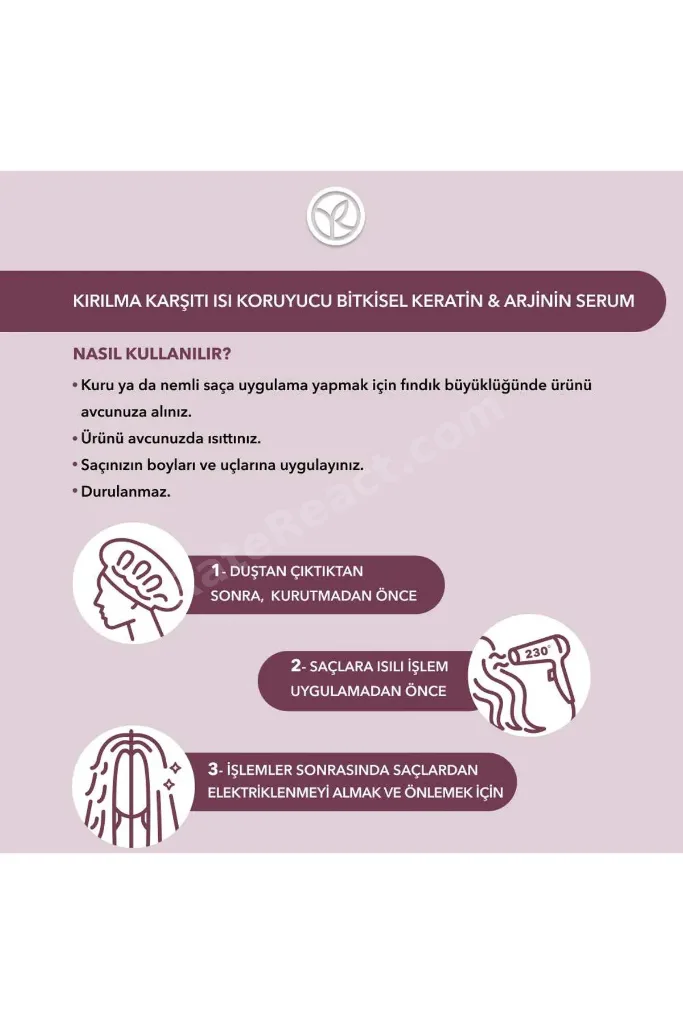 Kırılma Karşıtı Isı Koruyucu Bitkisel Keratin Arjinin Serum - Yıpranmış Saçlar / Reparation -Vegan -100ml