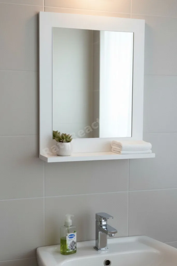 Raflı Banyo Aynası Beyaz , Lavabo, Wc , Dresuar , Koridor , Mutfak , Makyaj 60x45 Beyaz Dik Ayna