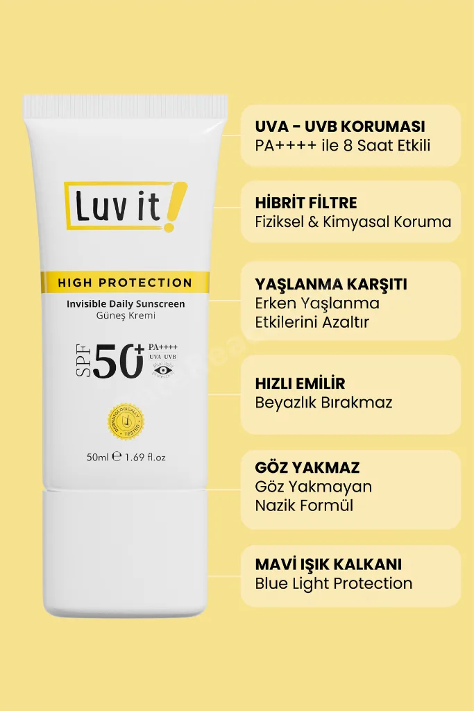 Spf50+ Pa++++ Uva Uvb Yüksek Korumalı Leke Karşıtı Güneş Kremi 50 Ml