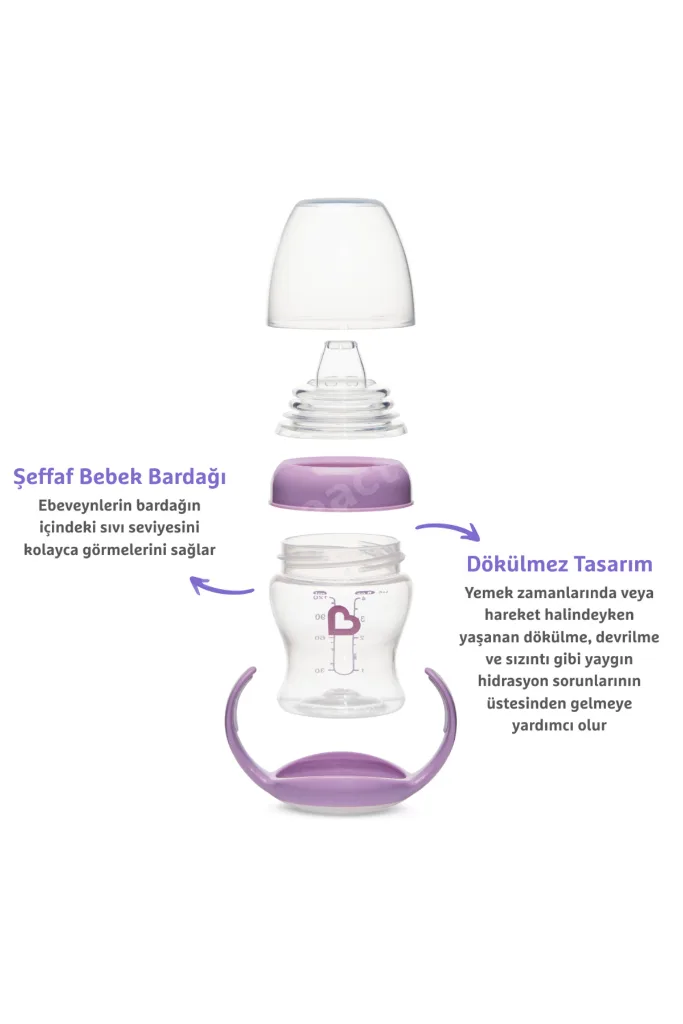 Duyarlı Geçiş Bardağı | 4 Ay+ | 118 ml | Sızdırmaz & Ergonomik Kulplu | Mor
