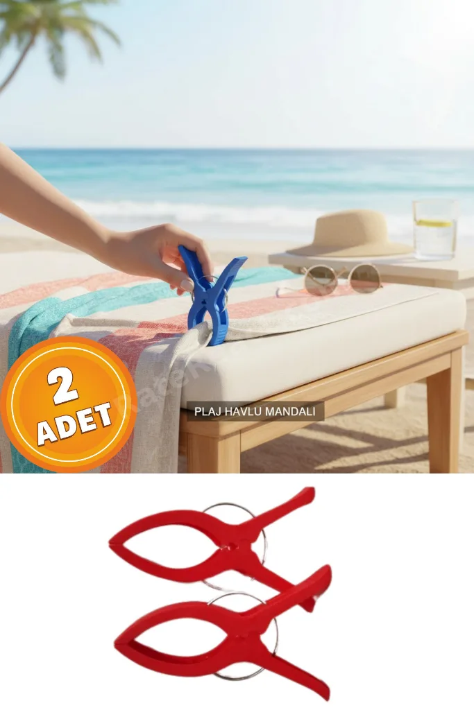 2 Adet XXL Büyük Boy Şezlong Plaj Havlu Mandalı Halı Asma Battaniye ve Havlu Tutucu Mandal