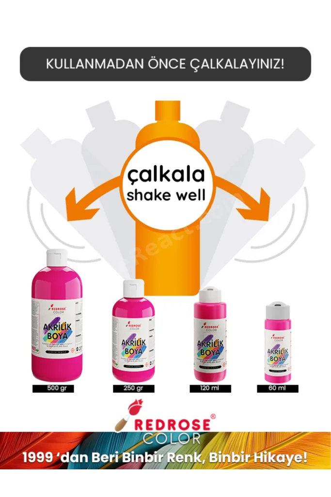 Pastel Renkler Akrilik Boya 12'li Set 12x250gr, Dekoratif Hobi Amaçlı Sanatsal Canlı Renkler