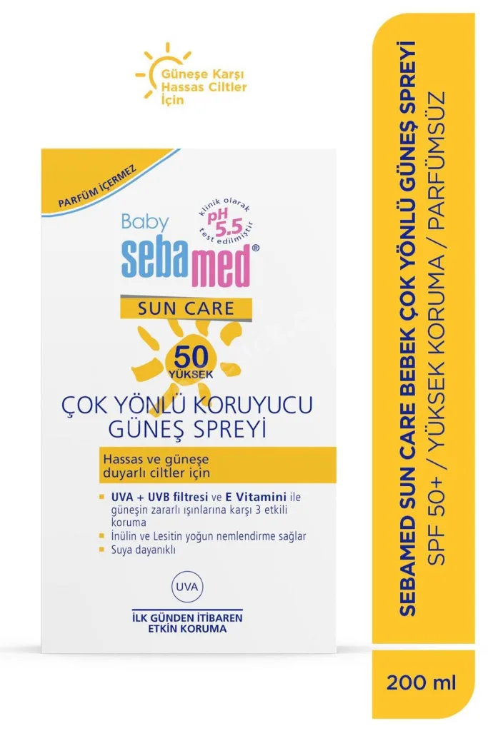 Baby SPF 50+%98 UVA Korumalı UVB Filtreli Çok Yönlü Koruyucu Bebek Güneş Spreyi 200 ML (Parfümsüz)