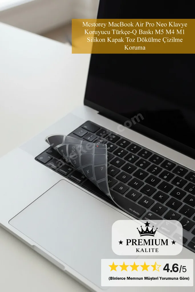 MacBook Air Pro Neo Klavye Koruyucu Türkçe‑Q Baskı M5 M4 M1 Silikon Kapak Toz Dökülme Çizilme Koruma