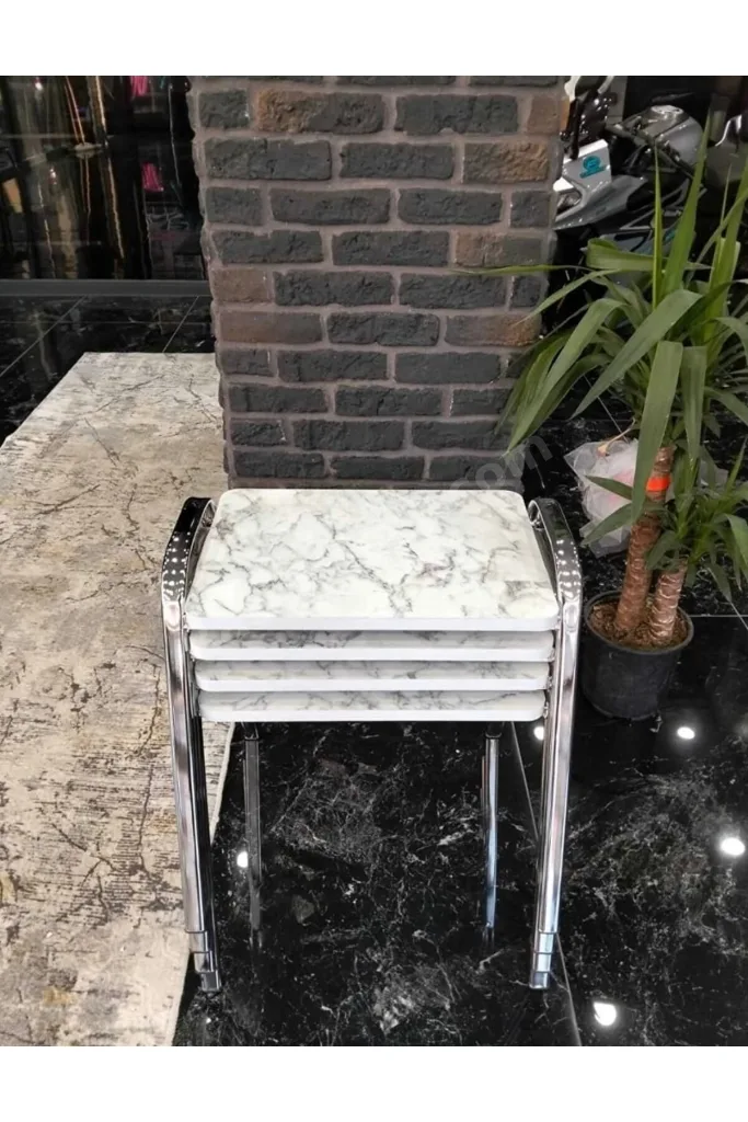 4 lü Metal ayaklı Zigon sehpa