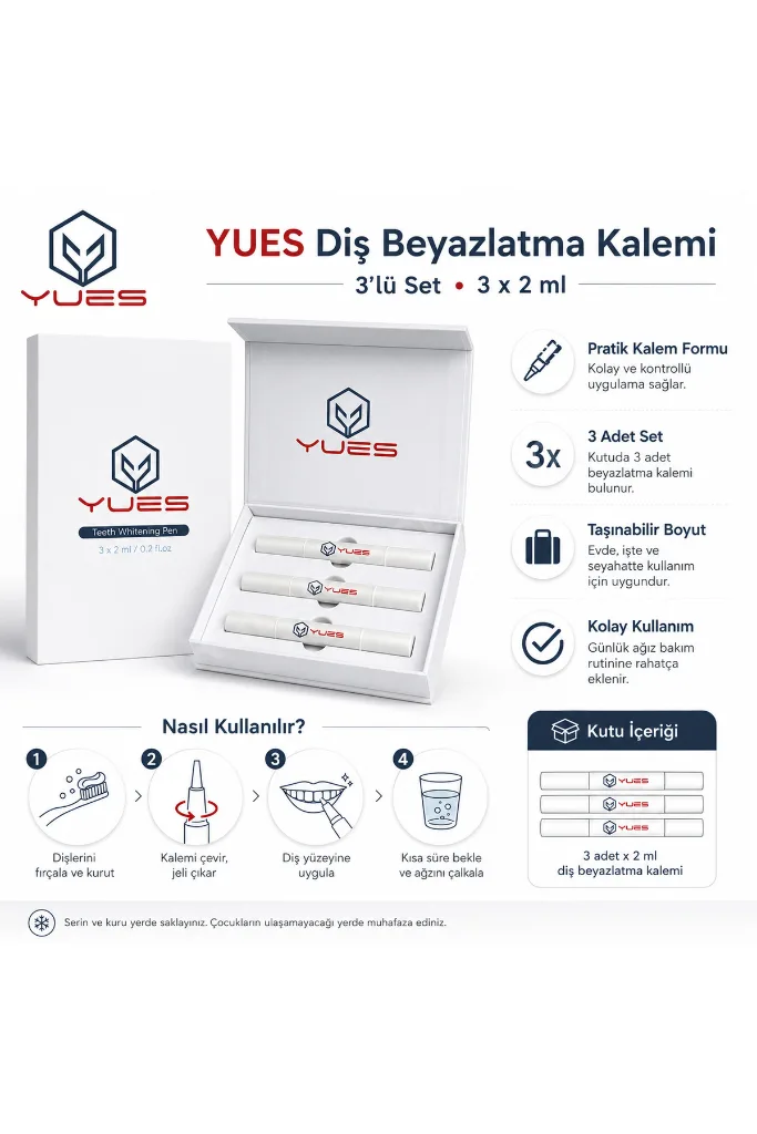 Diş Beyazlatma Kalemi 3’lü Set 2 ml Pratik Diş Beyazlatıcı Jel Kalem