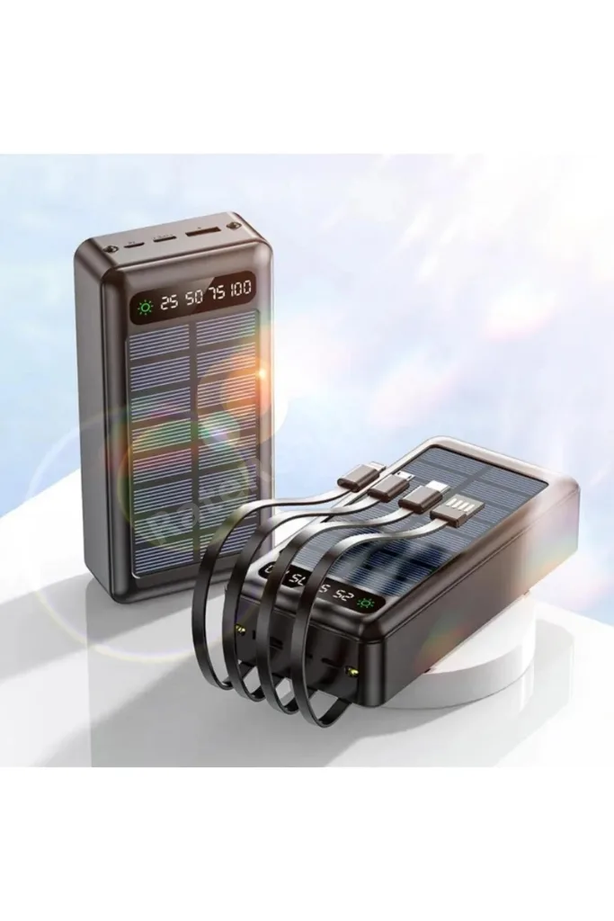 Solar 20.000 Mah Güneş Enerjili Led Işıklı Powerbank Şarj Aleti 2x Usb Çıkışlı Mikro Tycp