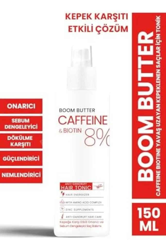 BOOM BUTTER Caffeine Biotine Yavaş Uzayan Kepeklenen Saçlar için Tonik 150 ML 1219822